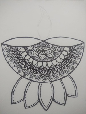 Lotus diya Mandala art