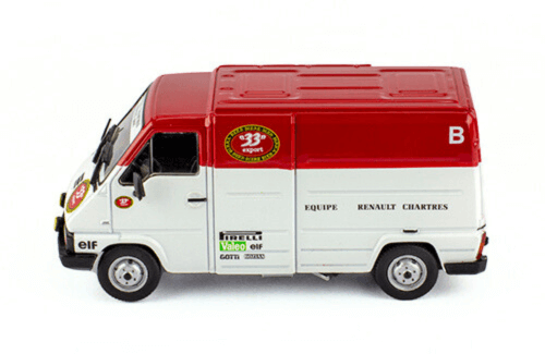 renault master 1:43 equipe renault chartres, coleccion vehiculos en asistencia de rally