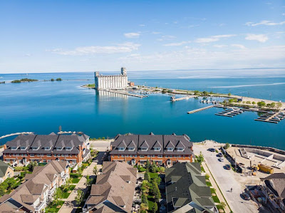 Aerial view over the Shipyards to Collingwood Terminals