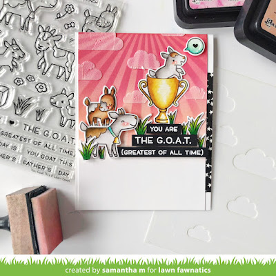 You are the GOAT Card by Samantha Mann for Lawn Fawnatics Challenge, Lawn Fawn, Distress Inks, Card Making, Handmade Cards, #lawnfawnatics #lawnfawn #lawnfawnaticschallenge #cardmaking #goat #handmadecards