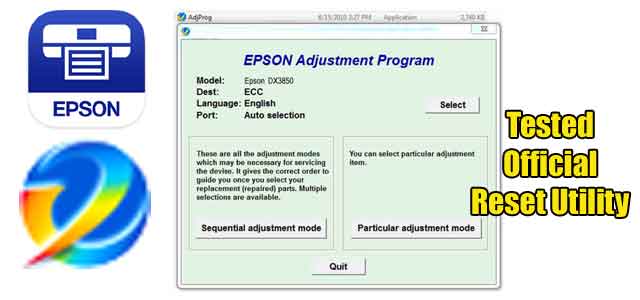 Epson Stylus DX3850 Adjustment program (Reset Utility)