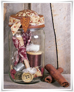 Primitive Mason Jar Sewing Kit