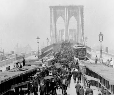 Fotografías de la construcción del puente de Brooklyn