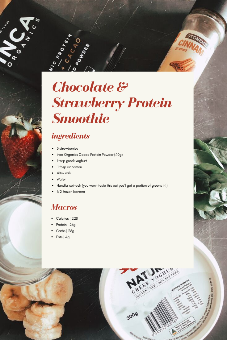 chocolate and strawberry protein smoothie