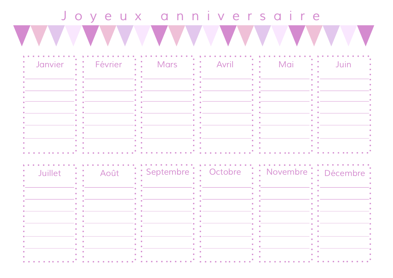 Gabulle In Wonderland Calendrier Des Anniversaires A Imprimer