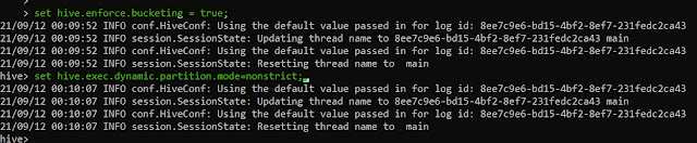 Setting hive properties for Bucketing