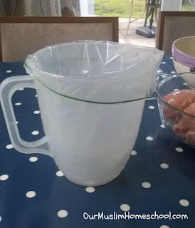 Use jug to hold up zip-loc bag