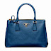 Prada BN1801 Saffiano Lux Leather Double Zip Tote Cobalto Blue Gold