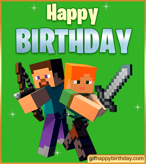 gif happy birthday Minecraft