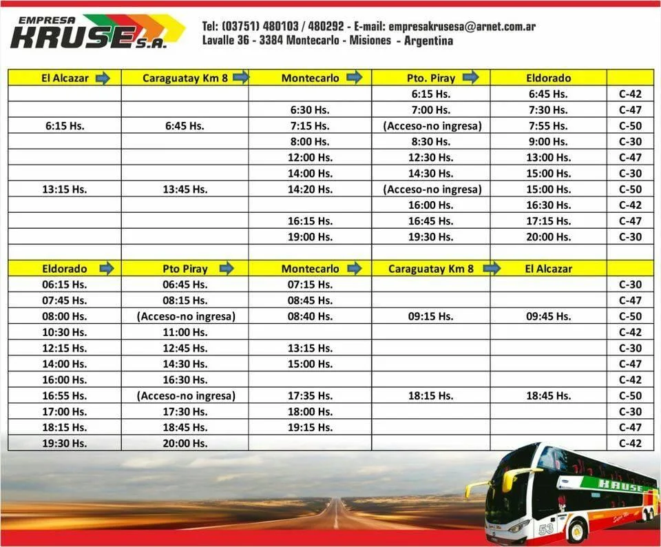 horarios empresa kruse