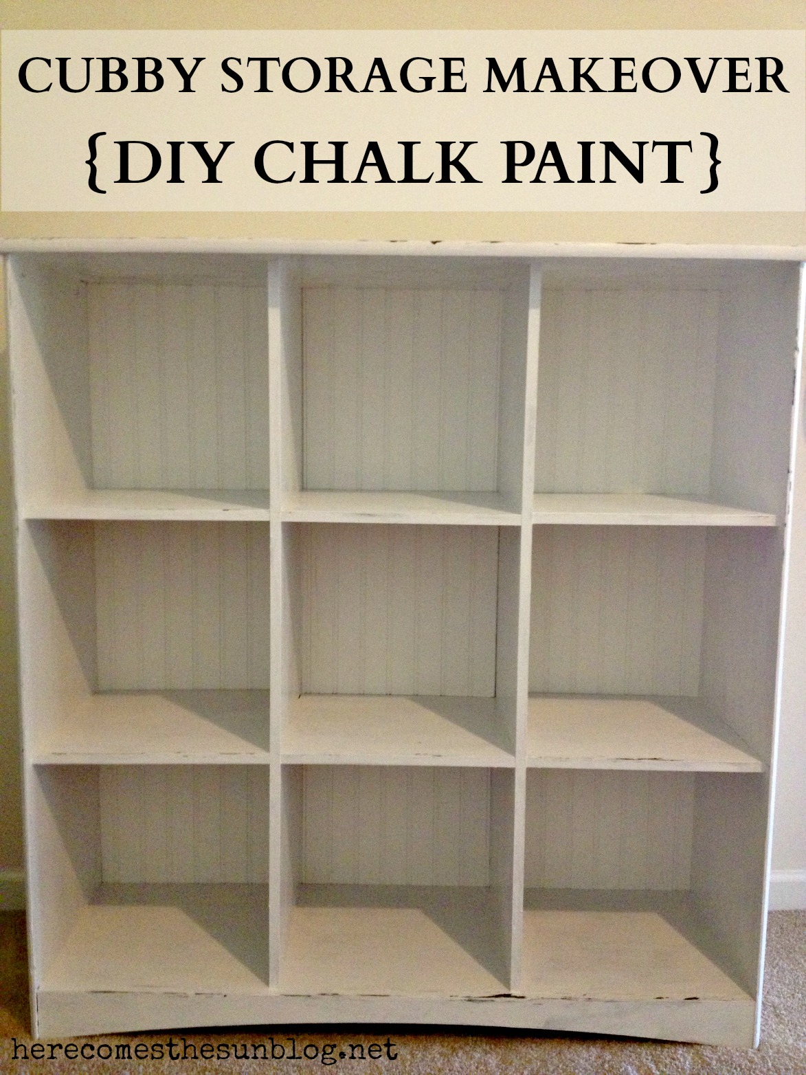 Cubby Storage Makeover {DIY Chalk Paint} - Here Comes The Sun