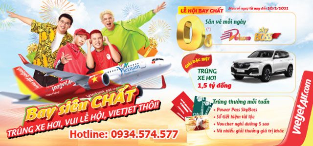 Mua vé máy bay Vietjet trúng xe oto 1.5 tỷ và nhiều phần quà giá trị