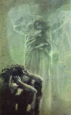 Mikhail Vrubel, Demon and Angel with Tamara's Soul painting