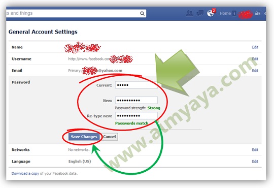  Gambar: Cara mengganti password facebook 
