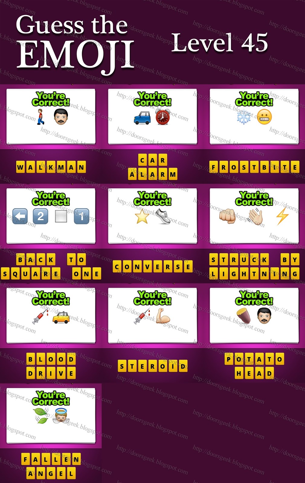 Guess The Emoji [Level 45] Answers and Cheats ~ Doors Geek