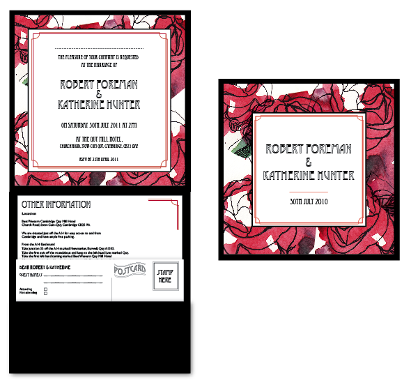 Brief Art nouveau inspired wedding invitations