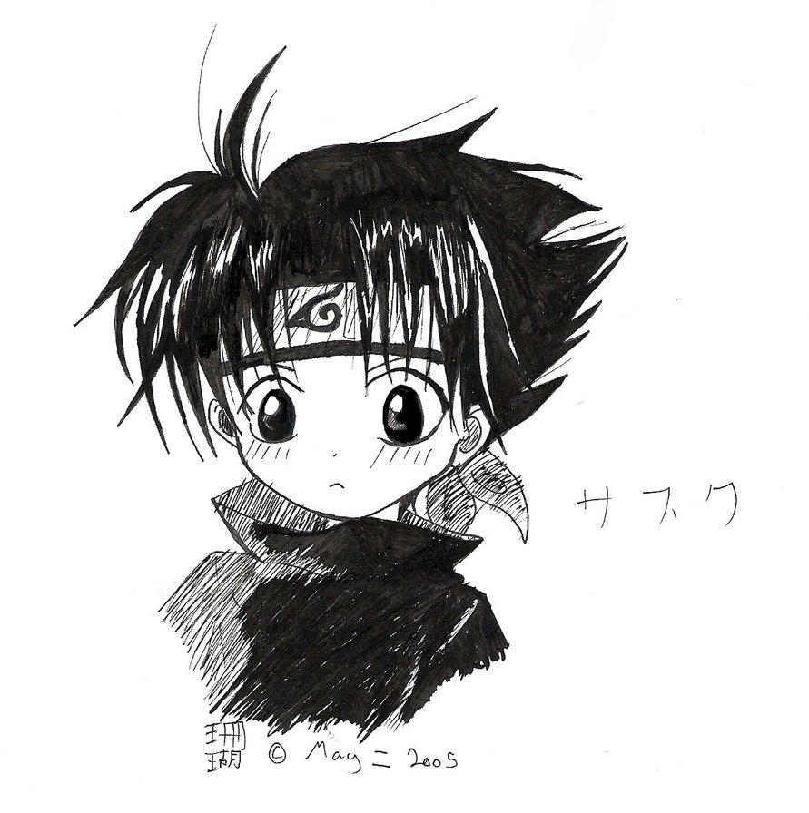 Gambar Wajah Sasuke Hitam Putih