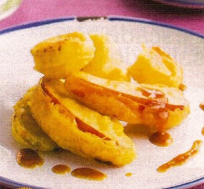 Receta Tempura con Frutas y Salsa de Toffee