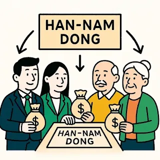 용산구 한남동 투자쏠림 현상 일러스트