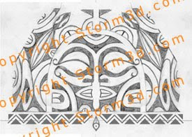 polynesian mask tattoo designs symmetrical lizard images