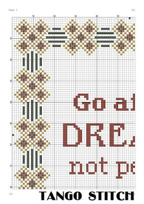 Go after dreams motivational cross stitch embroidery pattern - Tango Stitch