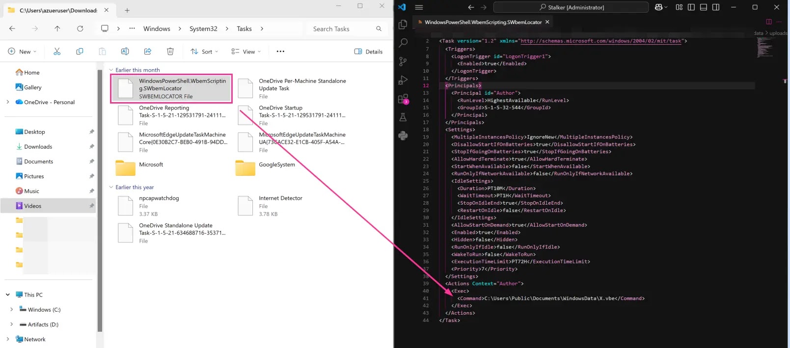 Hackers Leverages Telegram, WinSCP, Google Chrome, and Microsoft Teams to Deploy ValleyRat 5 Created scheduled task WindowsPowerShell.WbemScripting.SWbemLocator executing X.vbe (Source - Nextron Systems)