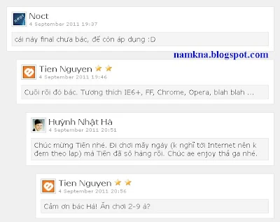 Chèn comment phân cấp vào Blogspot của bạn vers 1 - by: http://namkna.blogspot.com/