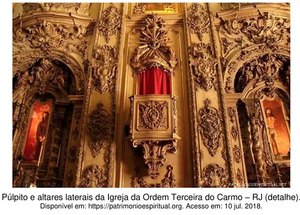 Púlpito e altares laterais da Igreja da Ordem Terceira do Carmo – RJ