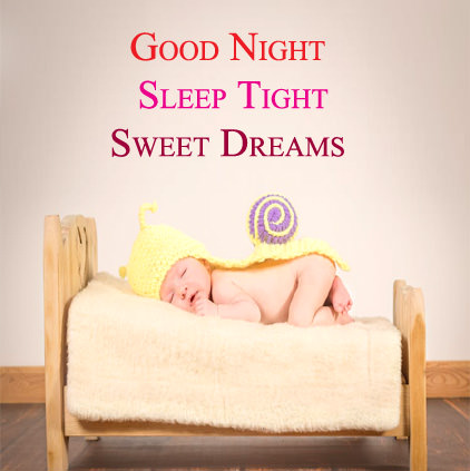 Cute Baby Sleeping on Bed and Wishing Good Night