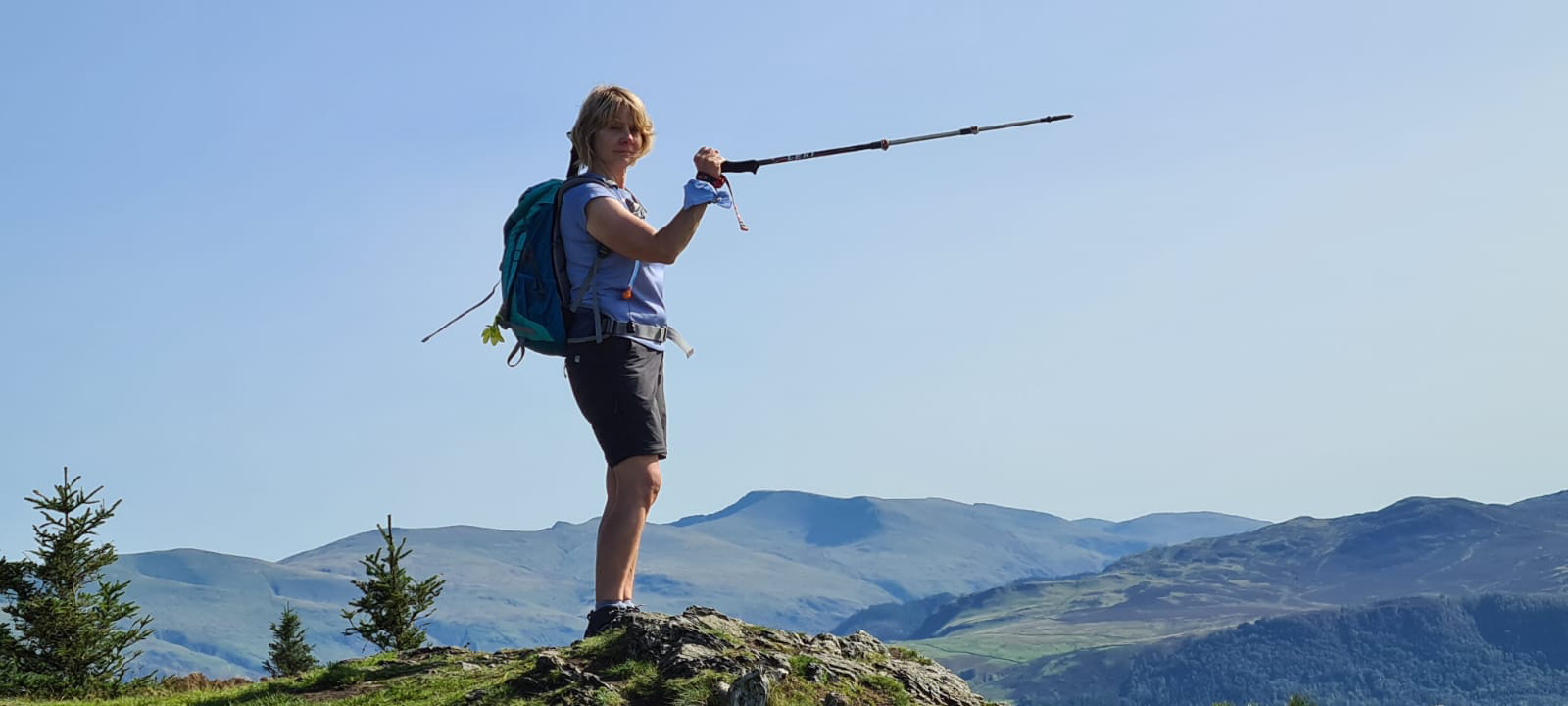 Doing my Edna Everage impression with a pointy stick. Is This Mutton on holiday in the Lake District