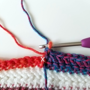 How to make a tidy color change across a row when picking up a new color from below in crochet