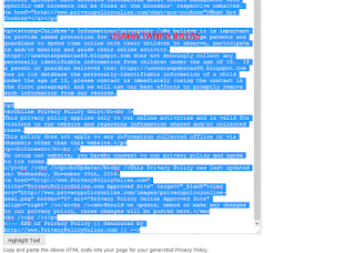 Copy HTML generate privacy policy