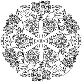 garden mandala coloring page for spring- available in jpg and transparent png formats