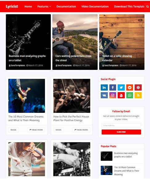 Lyricist blogger Template