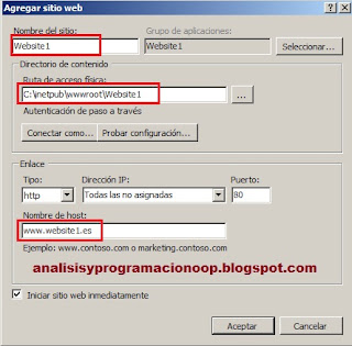 Agregar sitio web a IIS