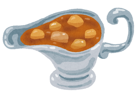 ソースポットに入ったカレーのイラスト