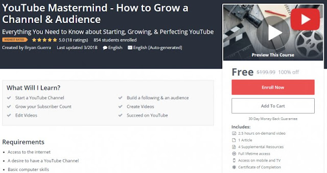 [100% Off] YouTube Mastermind - How to Grow a Channel & Audience| Worth 199,99$