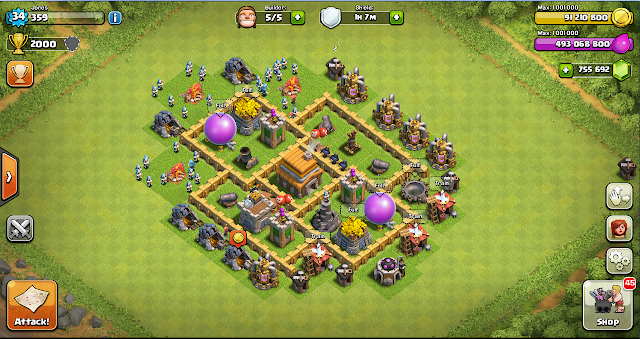 War Base Layout Clash of Clans TH 5