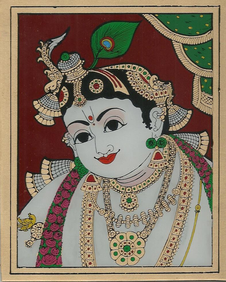 Infantglasspaintings: Face Krishna