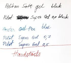 writing with gel pen Pelikan Pilot Forster