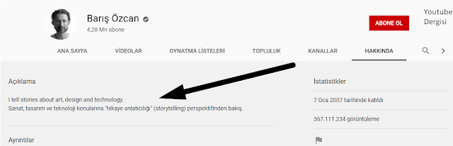 Youtube Hakkında Sekmesi