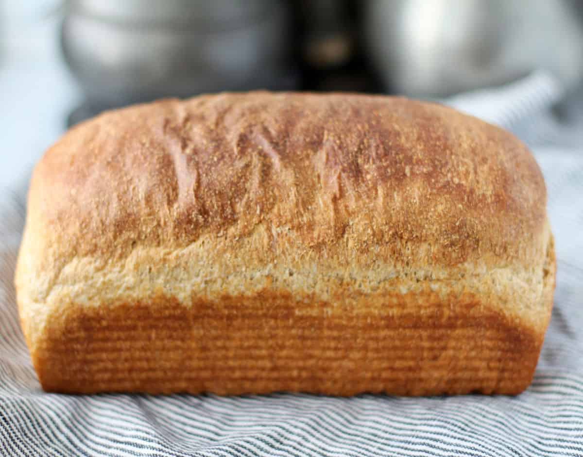 Whole Wheat Sandwich Bread Loaf sideways.