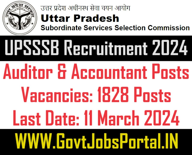 Apply Online for 1828 Auditor and Assistant Accountant Government Jobs in UP : UPSSSC Recruitment 2024