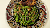 Chicken drumstick with Green beans and Mushrooms