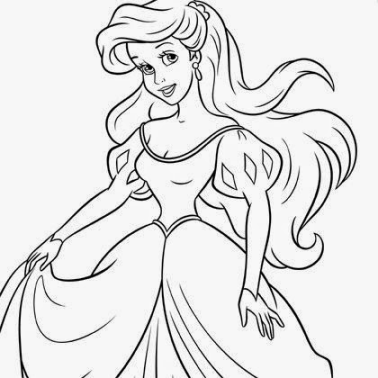 coloriage princesse ariel dans sa robe