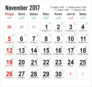 Kalender 2017 12Bulan + Hari Libur Nasional + Cuti Bersama 