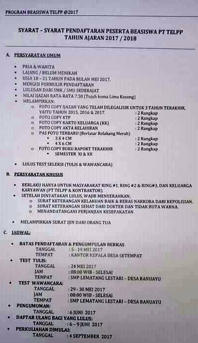 Program Beasiswa PT. Tanjungenim Lestari Pulp and Paper 