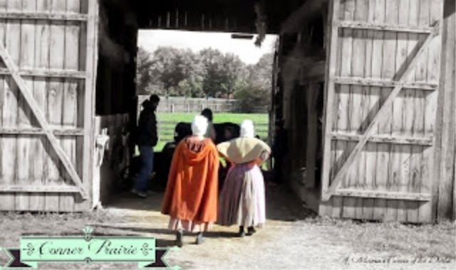 costumed characters at the Conner Prairie historical farm site