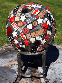 Found object mosaic bowling ball