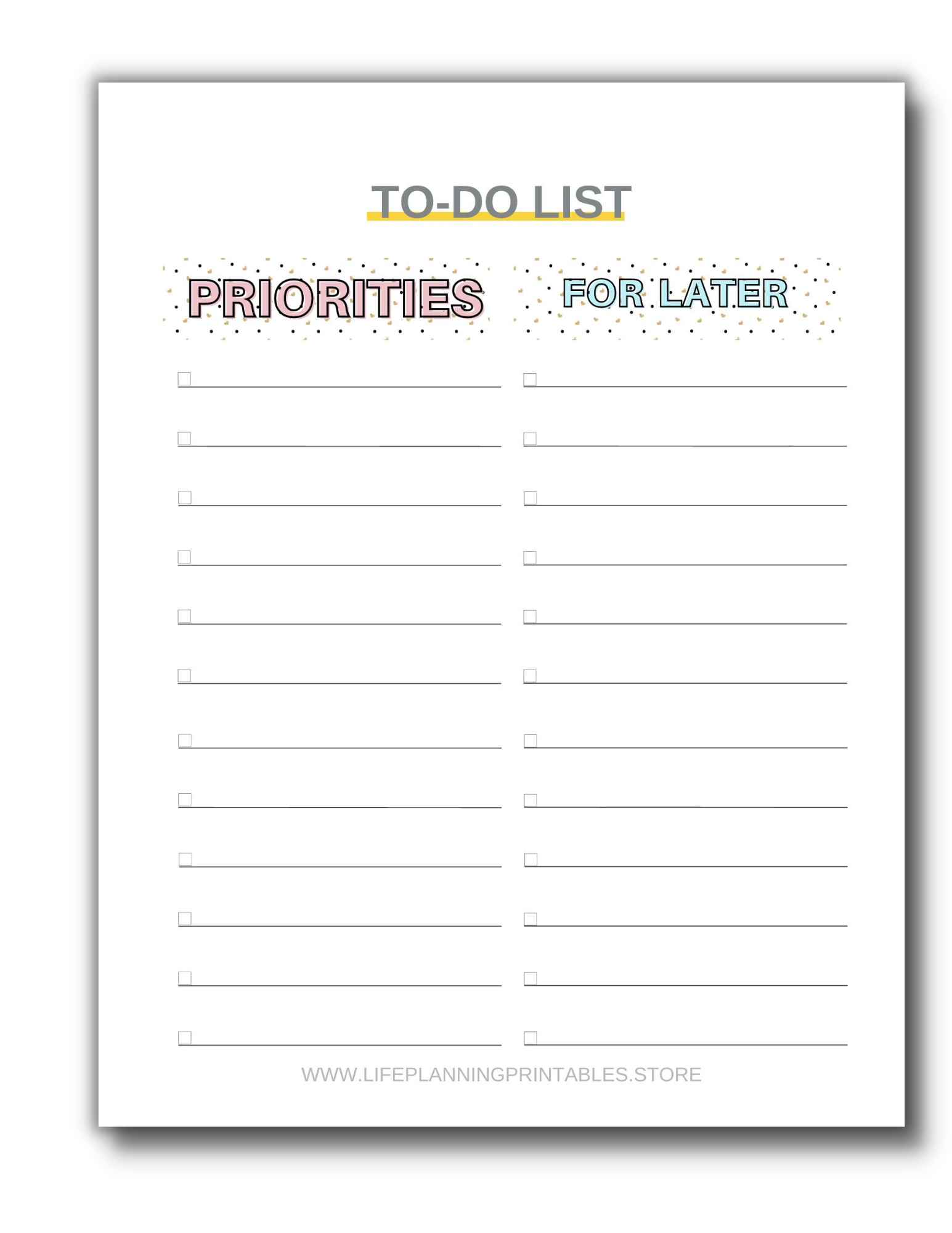 Printable To-do list